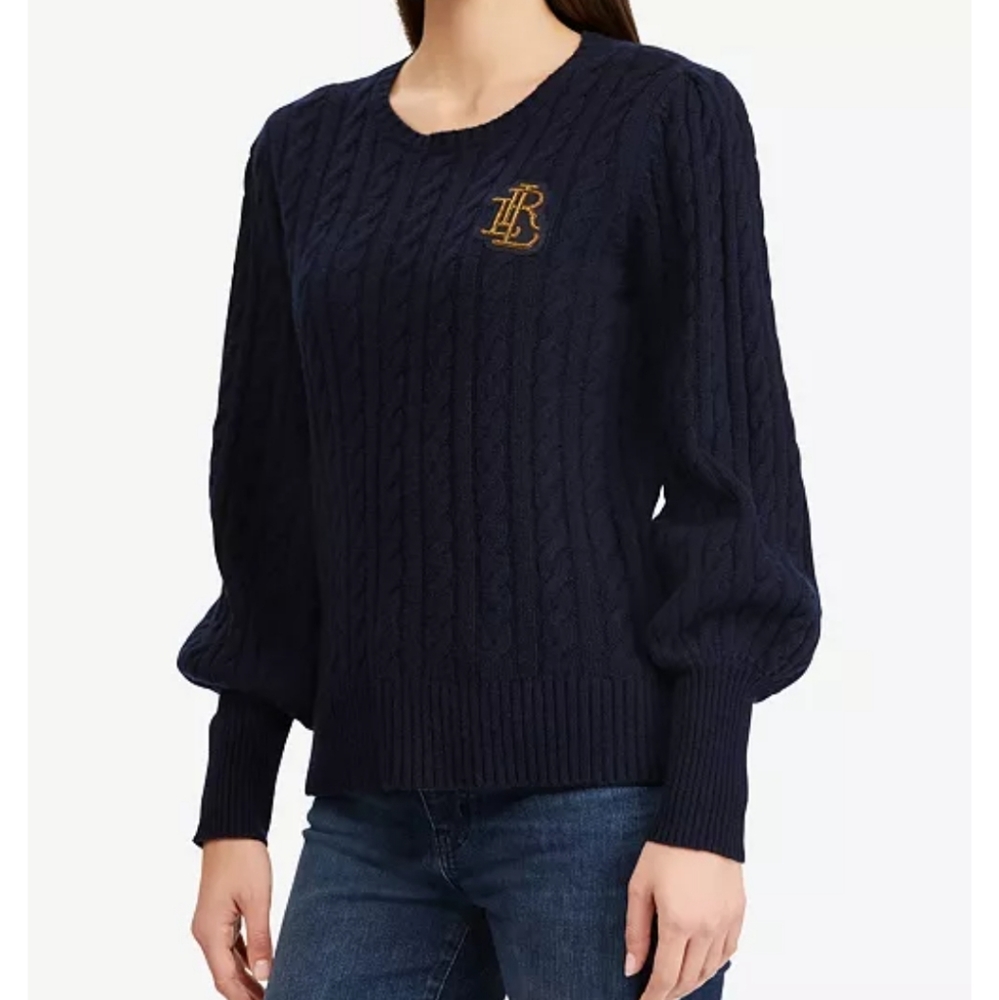 Ralph Lauren Crest Puffed-Sleeve Sweater